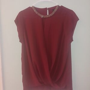Messic Maroon Short Sleeved Blouse | Size M
